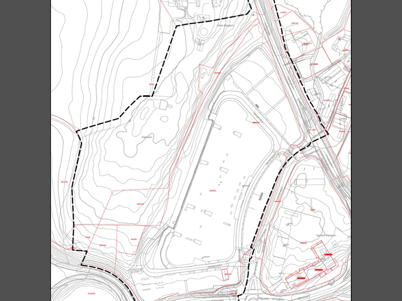 Kartutsnitt - Begrenset varsling – Detaljregulering for Senterveien