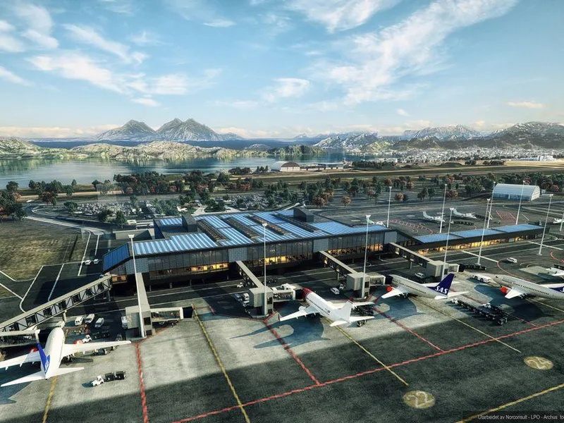 Den kommende lufthavna sett fra sør. Foto: Norconsult -LPO - Archus / Avinor