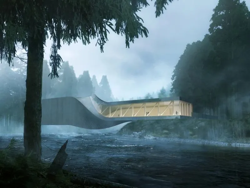 The Twist er både en bro, en skulptur og et museum i ett. Illustrasjonsfoto: Bjarke Ingels Group.
