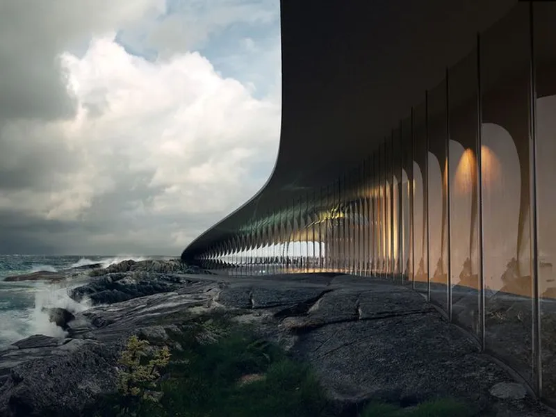 Arkitekturen til The Whale, utformet av danske Dorthe Mandrup har allerede vakt oppsikt over hele verden. Storsatsingen har fyldig omtale i Lonely Planet, Forbes, Daily Mail og The Mirror. Illustrasjon: MIR, Bergen.