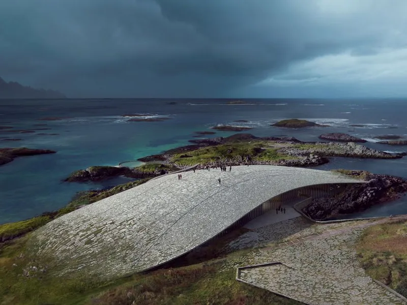 Arkitekturen til The Whale, utformet av danske Dorthe Mandrup har allerede vakt oppsikt over hele verden. Storsatsingen har fyldig omtale i Lonely Planet, Forbes, Daily Mail og The Mirror. Illustrasjon: MIR, Bergen.