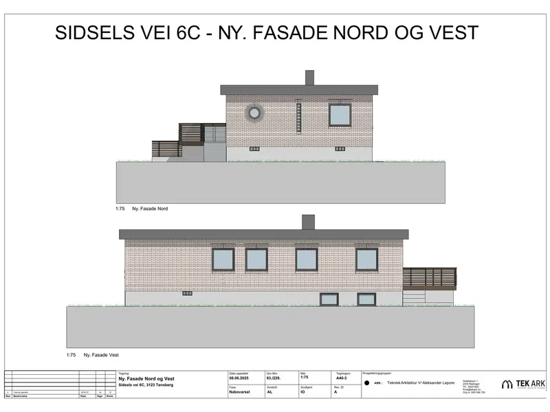 Fasade fra byggesøknad