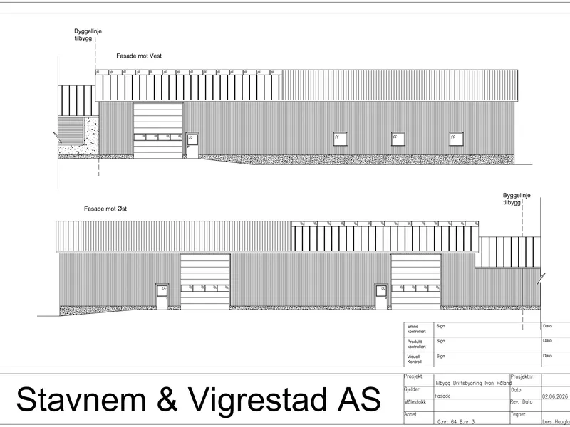Fasade fra byggesøknad