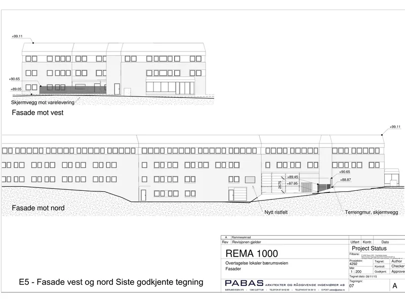 Fasade fra byggesøknad