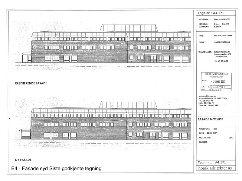 Fasade fra byggesøknad