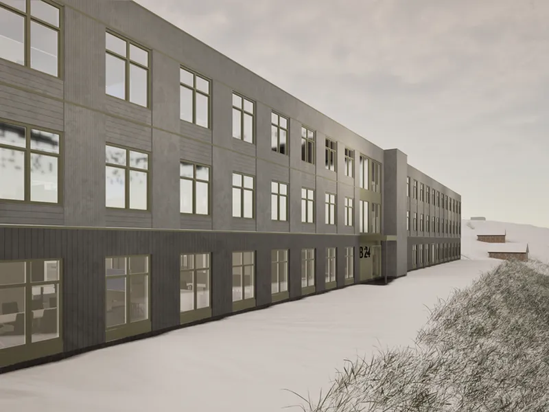 Kontorbygg Raufoss Næringspark. Illustr. PV Arkitekter AS