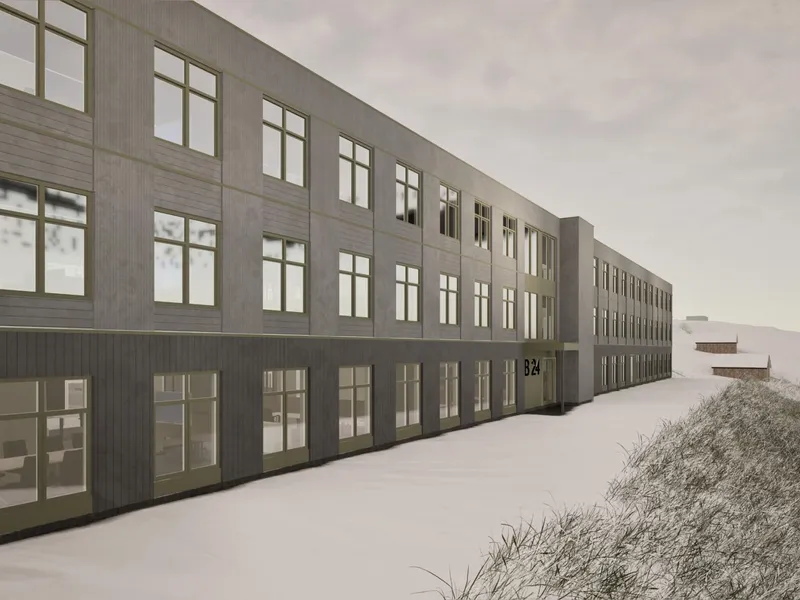 Kontorbygg Raufoss Næringspark. Illustrasjon: PV Arkitekter AS.