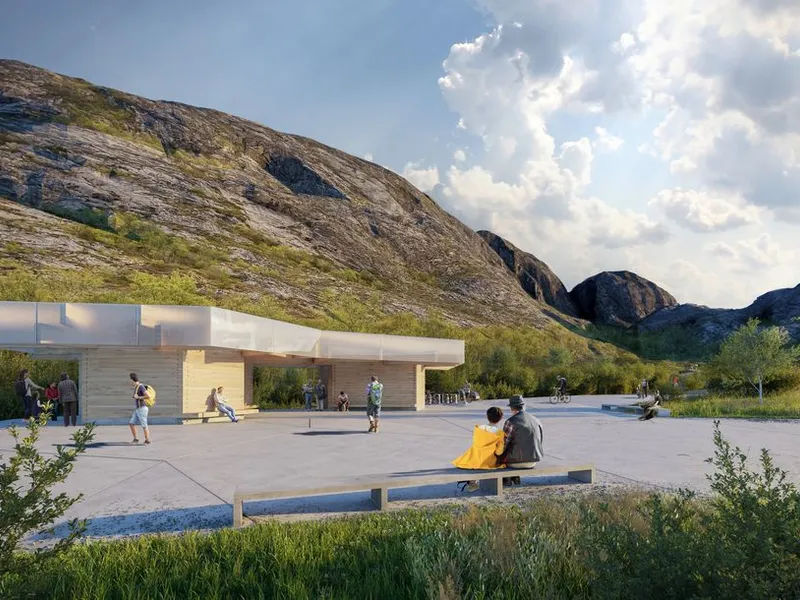 Torghatten servicehus. Illustrasjon Atelier Oslo Sivilarkitekter MNAL
