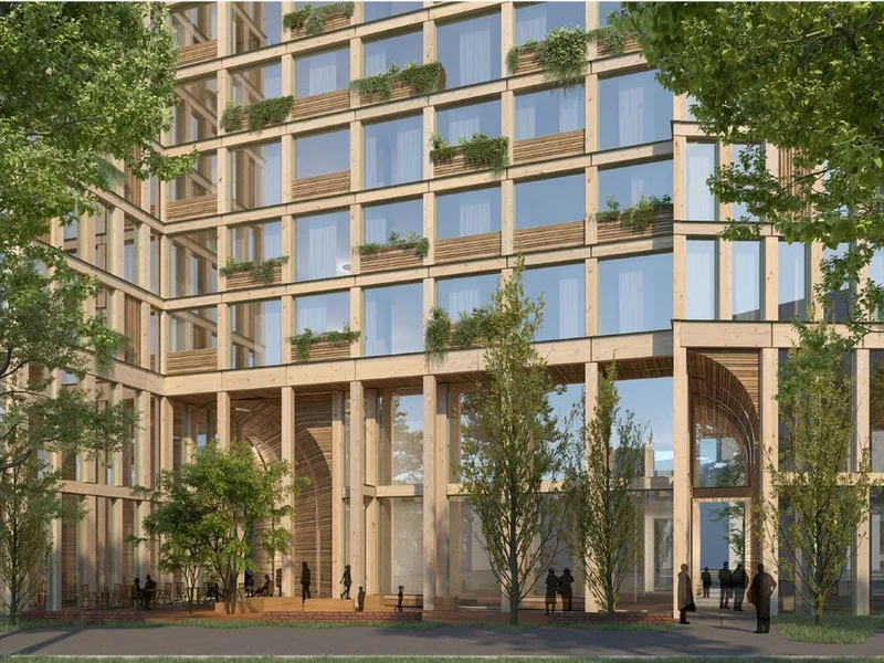 Perspektiv fra bakkeplan Illustrasjon: Mad arkitekter