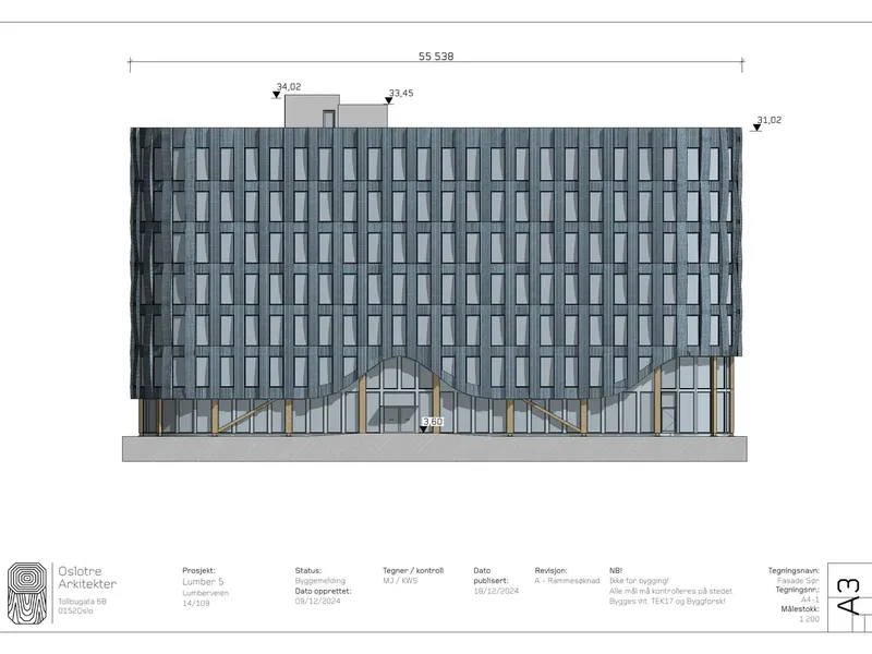 Fasade fra byggesøknad