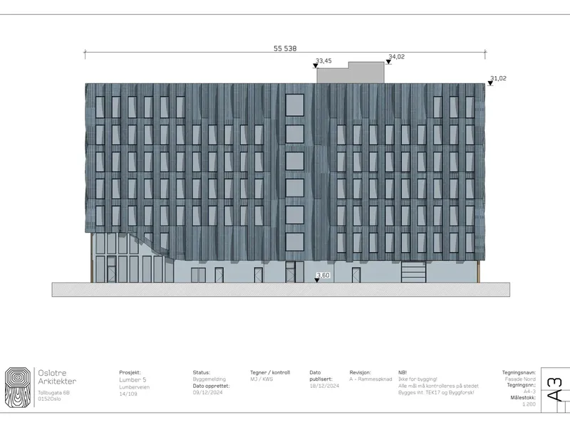 Fasade fra byggesøknad