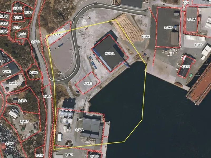 Varslingsgrensa er vist med gul linje.Kilde: Planinitiativ - Figur 2-2