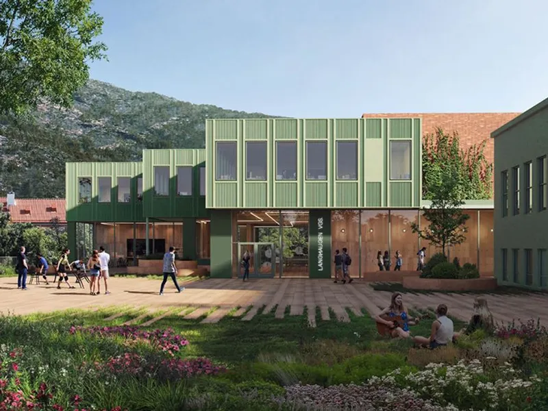 Langhaugen videregående skole. Illustrasjon: Ola Roald Arkitektur