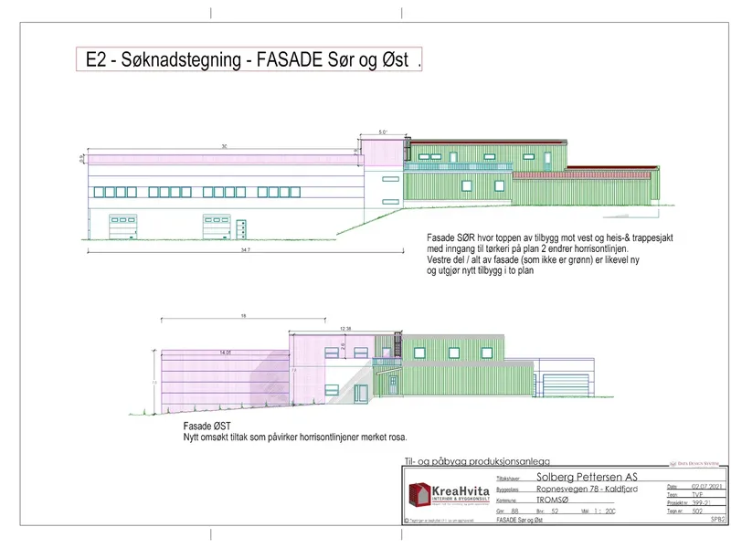 Fasade fra byggesøknad