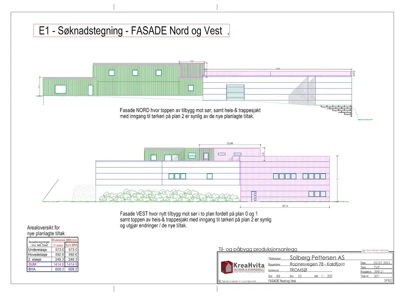 Fasade fra byggesøknad
