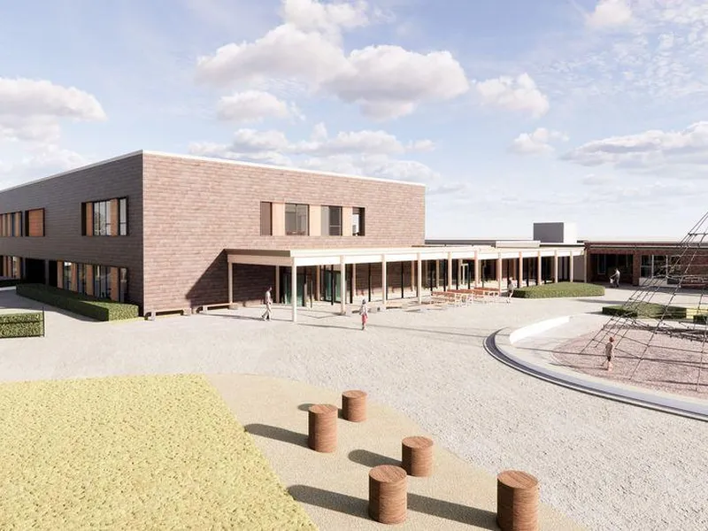 Illustrasjon av nye Skjetten skole