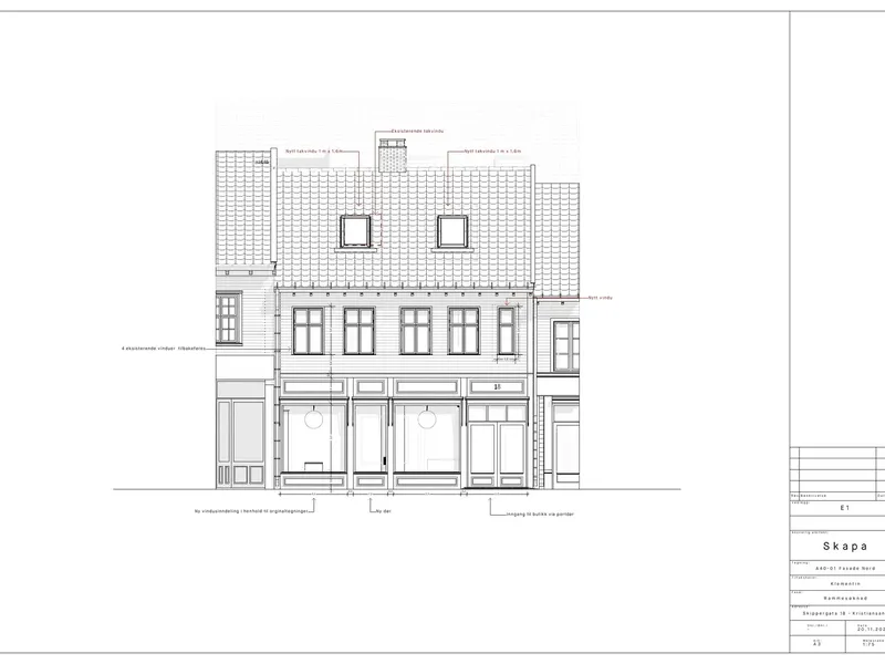 Fasade fra byggesøknad
