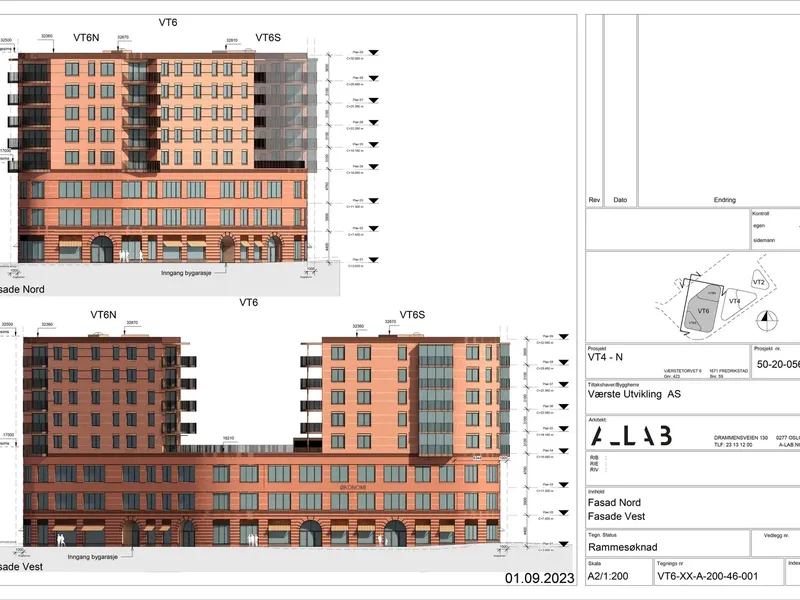 Fasade fra byggesøknad
