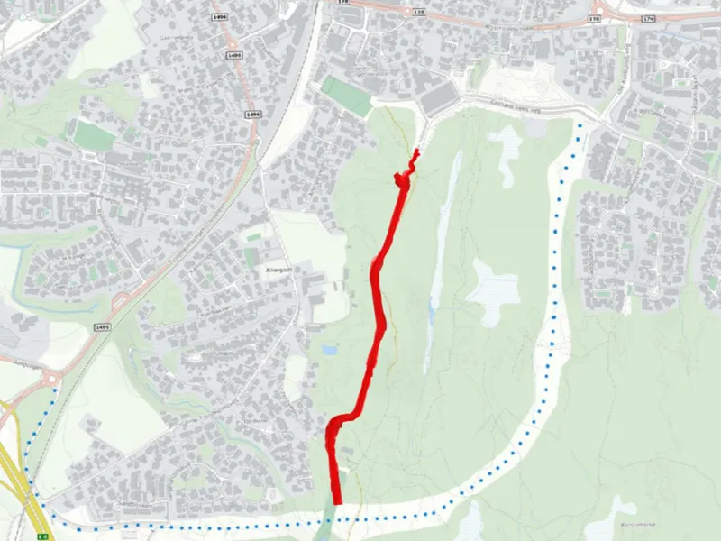 Kart med markert anleggsområde