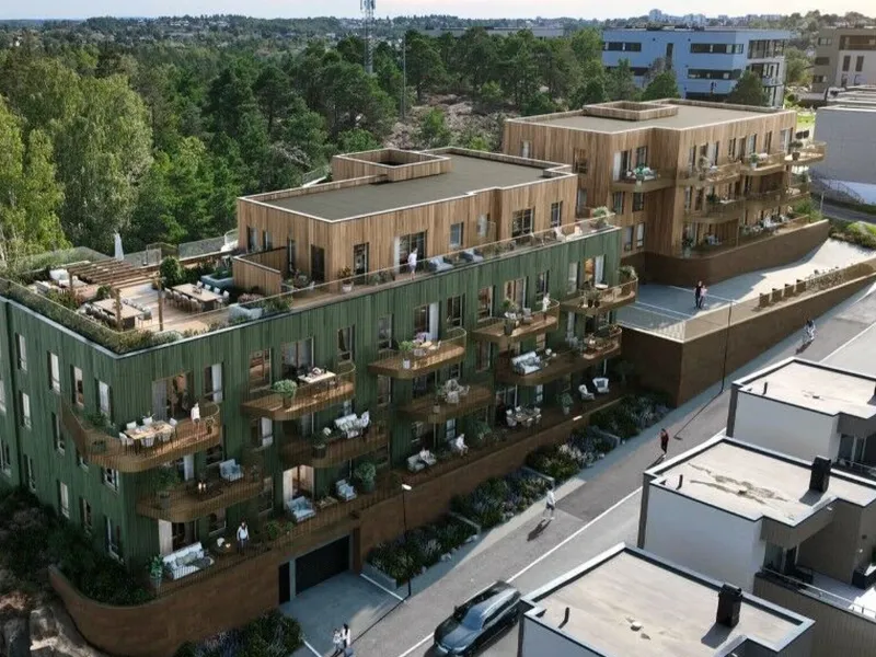 Solid Entreprenør skal bygge Verkslunden i Moss. Illustrasjon: 4B arkitekter.