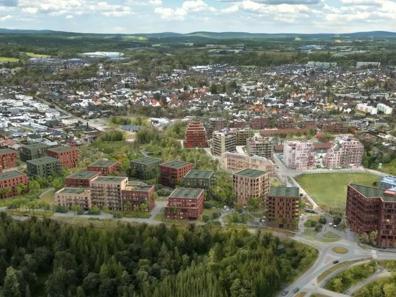 Reguleringsplanen for Villenga er vedtatt i kommunestyret i Ski med 485 nye boliger. Ill. Lund Hagem arkitekter.