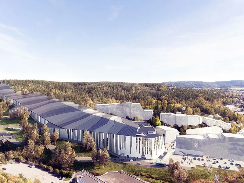 Prosjekt Vinterportalen vil ligge i åssiden øst for skianlegget SNØ. Ill.: Halvorsen & Reine