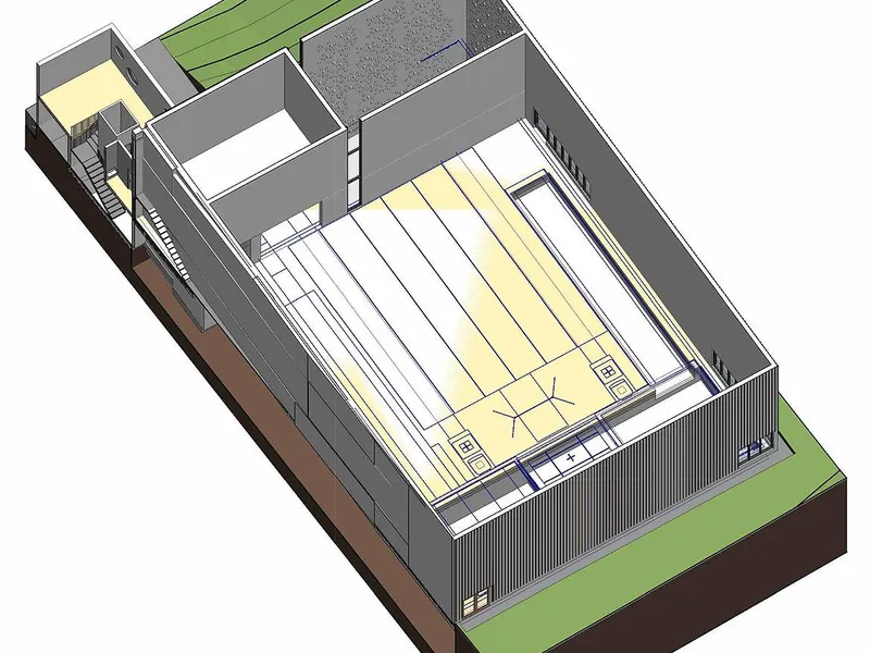 Bildet er en skisse av hvordan hallen vil se ut.