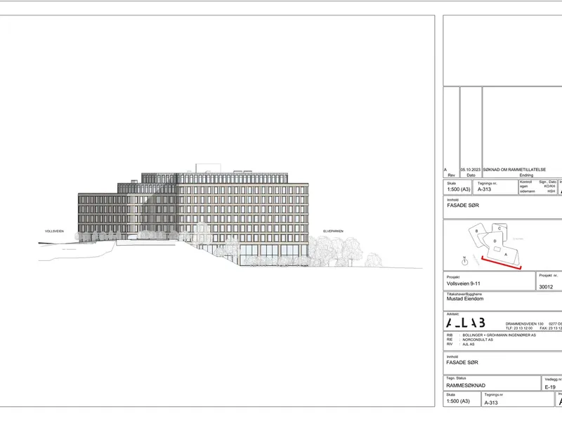 Fasade fra byggesøknad