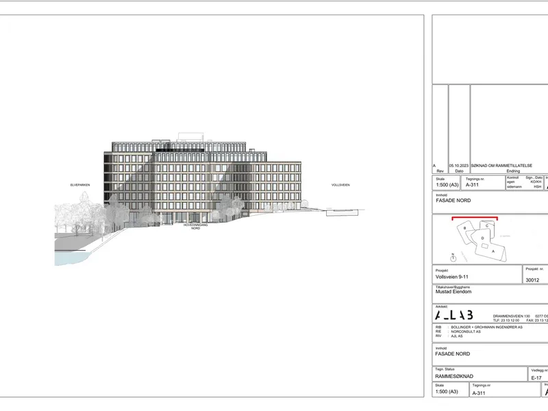 Fasade fra byggesøknad