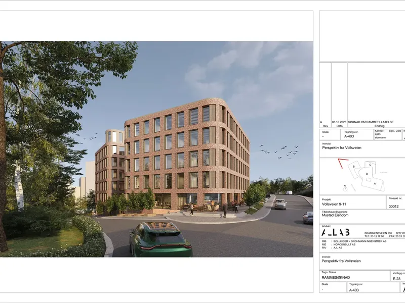 Perspektiv fra byggesøknad