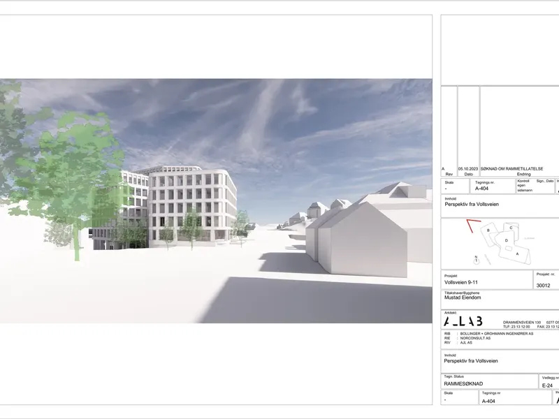 Perspektiv fra byggesøknad